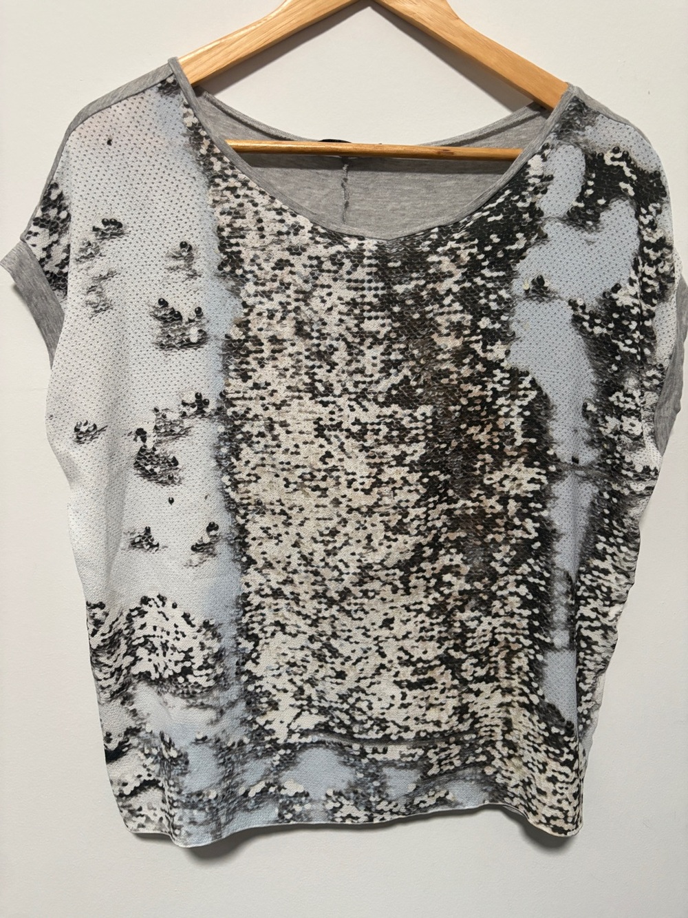 ZARA Collection Light Blue, White & Black Print Sleeveless Top Size S